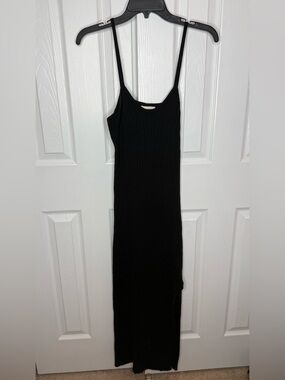 Universal Threads Maxi Bodycon Ribbed Black Dress with Spaghetti Straps